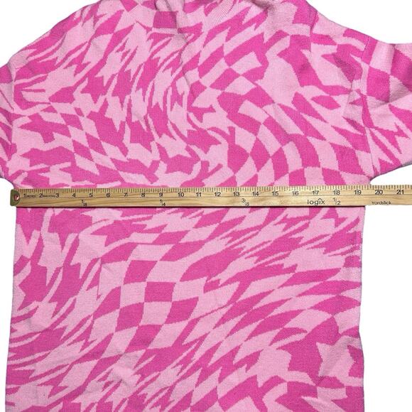 NWT Gianni Bini GB SZ S Mock Neck Geometric Swirl Sweater Dress Pink Long Sleeve - Picture 5 of 8